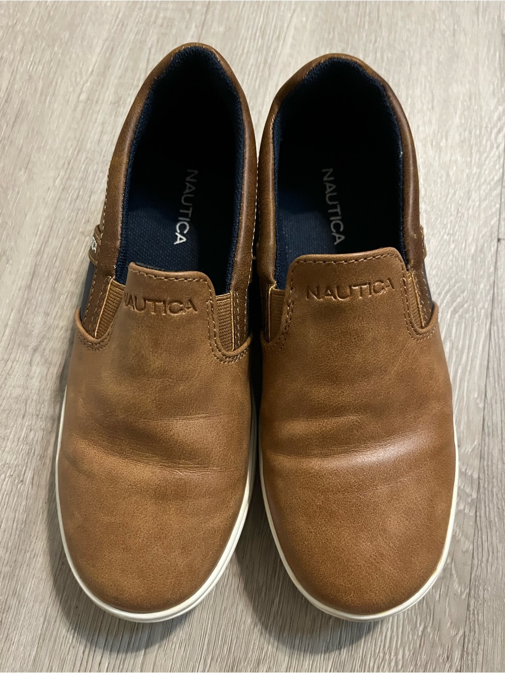 Nautica Brown Slip-On Loafer with Navy Insole Boys Size 2